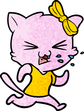 Bir insan tarafından çizilmiş çizgi film kedisi.