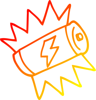 Bir insan tarafından çizilmiş tamamen şarj edilmiş bir karikatürün sıcak gradyan çizimi