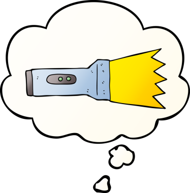 Düşünce baloncuklu çizgi film meşalesi, bir insan tarafından çizilmiş düzgün eğimli bir şekilde.