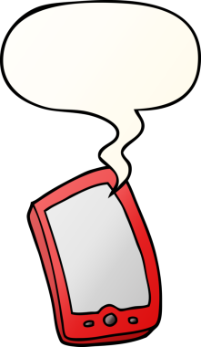 bir insan tarafından çizilmiş düzgün eğimli konuşma baloncuklu çizgi film cep telefonu