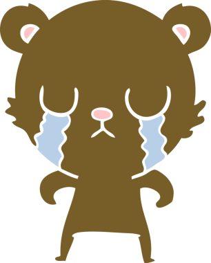 Bir insan tarafından çizilmiş düz renkli çizgi film ayısı.