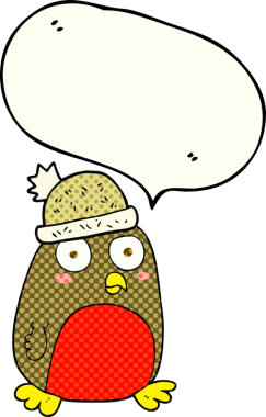 Bir insan tarafından çizilmiş serbest çizilmiş çizgi roman konuşma balonu, noel robini.