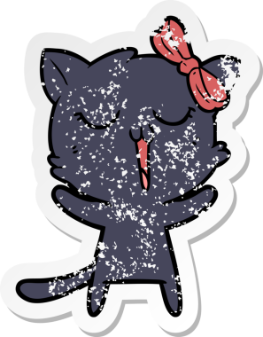 Bir insan tarafından çizilmiş karikatür bir kedinin sıkıntılı çıkartması.