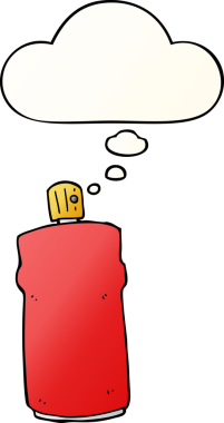 Düşünce baloncuğu olan çizgi film spreyi bir insan tarafından çizilmiş.