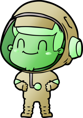 Bir insan tarafından çizilmiş mutlu astronot.