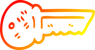 Bir insan tarafından çizilmiş metal bir anahtarın sıcak gradyan çizimi