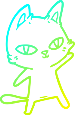 Bir çizgi film kedisinin insan tarafından çizilmiş soğuk çizgi çizimi.