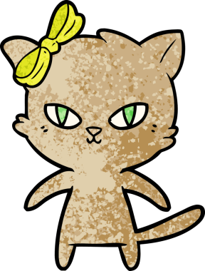 Bir insan tarafından çizilmiş sevimli çizgi film kedisi.