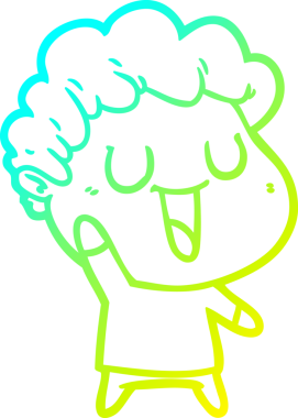 Bir insan tarafından çizilmiş gülen bir çizgi film karakterinin soğuk gradyan çizgisi.