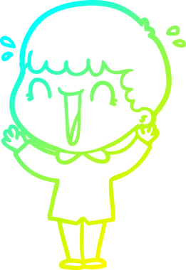 Bir insan tarafından çizilmiş gülen bir çizgi film karakterinin soğuk gradyan çizgisi.