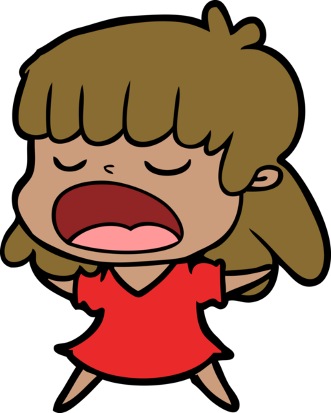 Çizgi filmdeki kadın bir insan tarafından yüksek sesle çizilmiş.