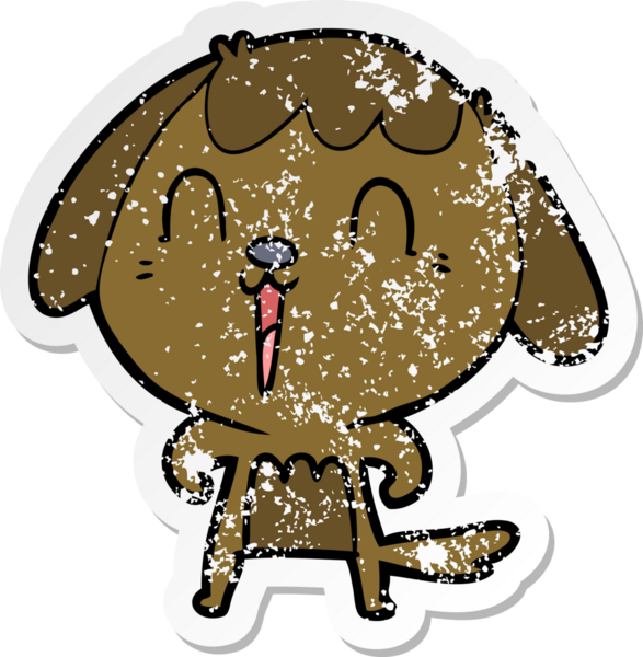 Bir insan tarafından çizilmiş şirin bir köpeğin sıkıntılı çıkartması.