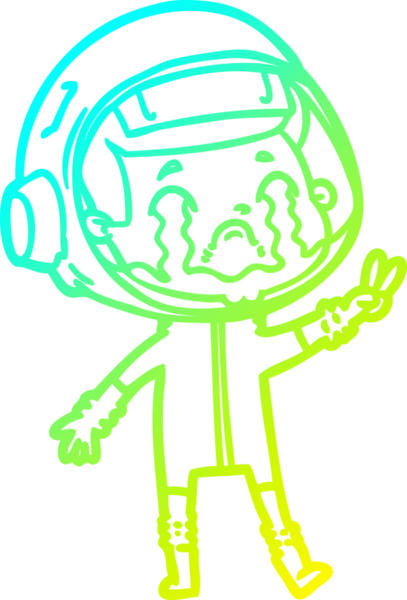 Bir insan tarafından çizilmiş ağlayan astronot çizgi filmi.