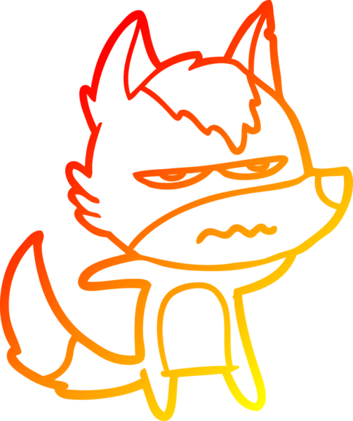 Bir insan tarafından çizilmiş kızgın bir kurdun sıcak çizgi çizimi.