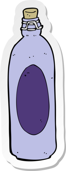 Bir insan tarafından çizilmiş geleneksel bir şişe karikatürü çıkartması.