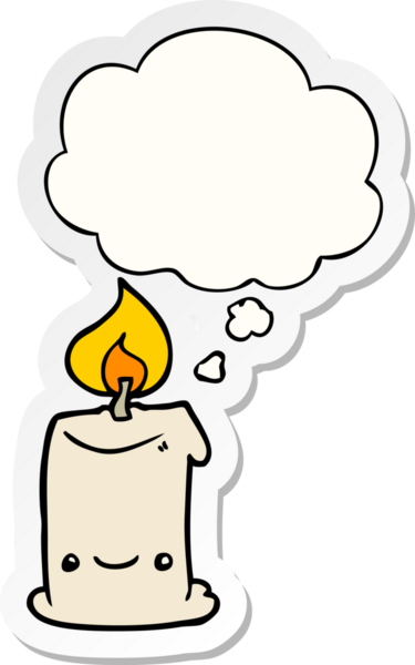 Düşünce baloncuklu çizgi film mumu insan tarafından çizilmiş bir çıkartma gibi.