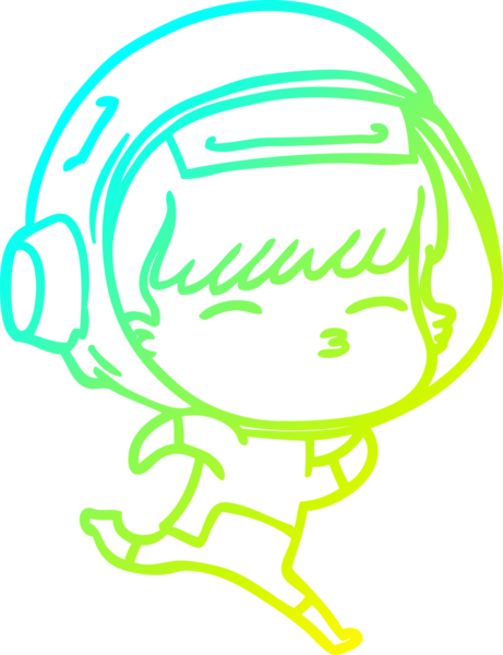 Bir insan tarafından çizilmiş soğuk gradyan çizgi çizimi koşu astronotu