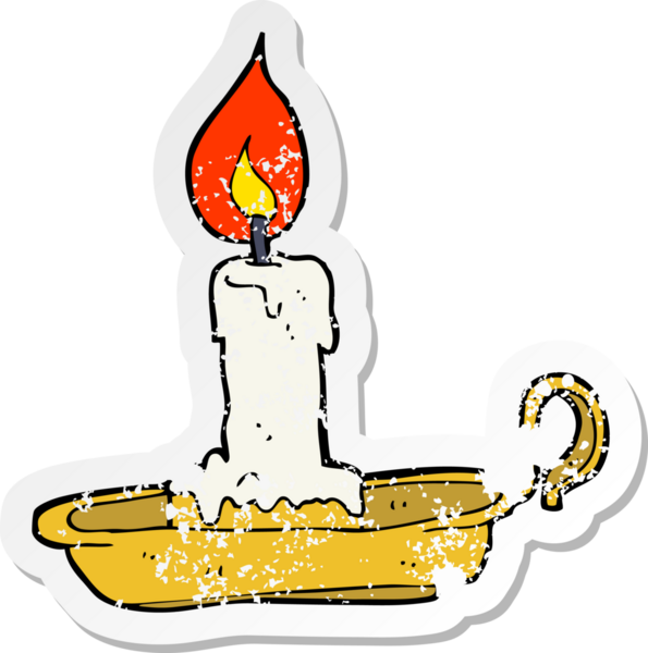 Bir insan tarafından çizilmiş eski bir şamdanın gerilmiş çıkartması.