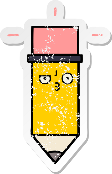 Bir insan tarafından çizilmiş şirin bir karikatür kaleminin sıkıntılı çıkartması.