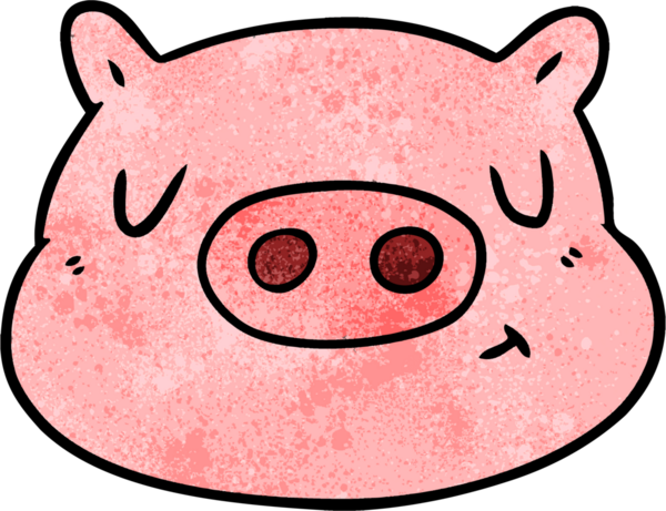 Bir insan tarafından çizilmiş domuz suratlı çizgi film.