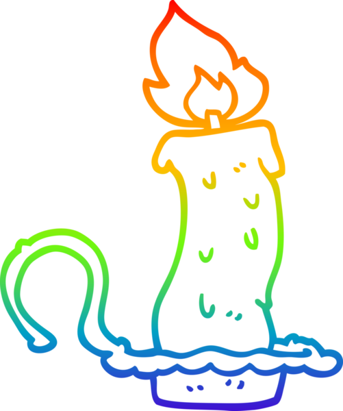 Gökkuşağı gradyan çizgi çizimi yanan cadılar bayramı mumu bir insan tarafından çizildi