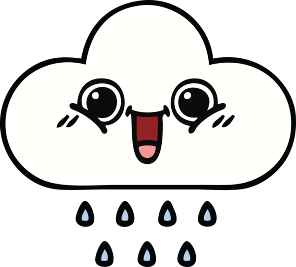 Bir insan tarafından çizilmiş şirin yağmur bulutu karikatürü