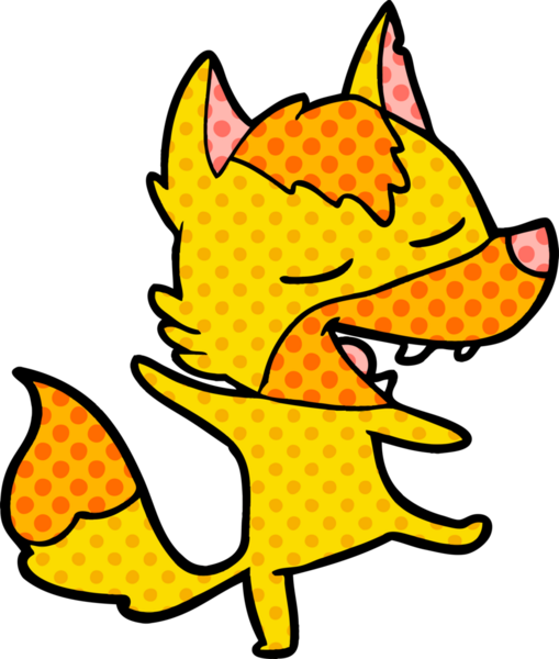 Bir insan tarafından çizilmiş tilki çizgi film karakteri