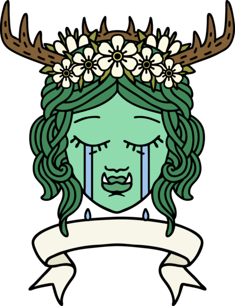 Retro Dövme Biçimi Ağlayan Ork Druid karakteri bir insan tarafından çizilmiş