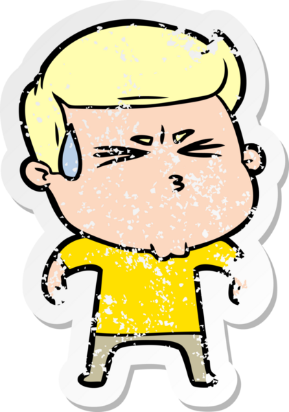 Bir insan tarafından çizilmiş sıkıntılı bir karikatür çıkartması.