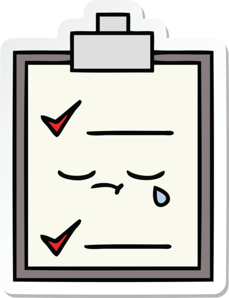 Bir insan tarafından çizilmiş şirin bir karikatür kontrol listesinin etiketi