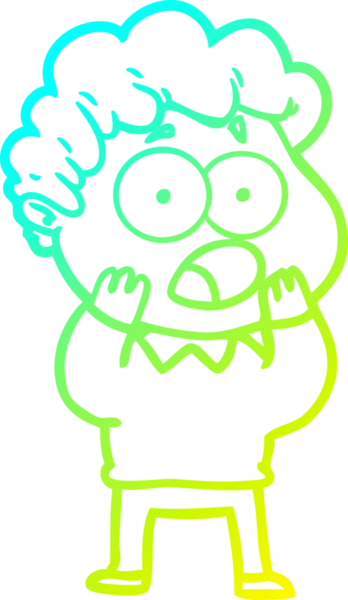 Bir insan tarafından çekilen şaşkınlık içinde soluk soluğa bir çizgi film karakteri çizimi.