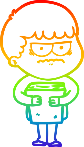 Gökkuşağı gradyan çizgi çizimi Bir insan tarafından çizilmiş rahatsız bir adam