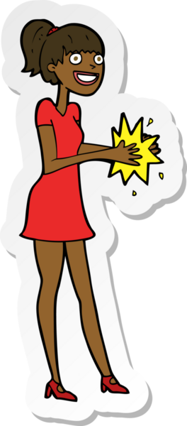 Bir insan tarafından çizilmiş el çırpan bir karikatür kadının çıkartması.