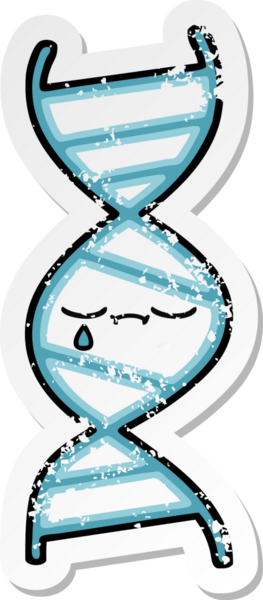 Bir insan tarafından çizilmiş şirin bir DNA ipliğinin sıkıntılı çıkartması.