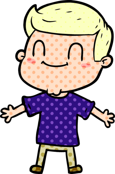 Bir insan tarafından çizilmiş çizgi film dostu bir adam.