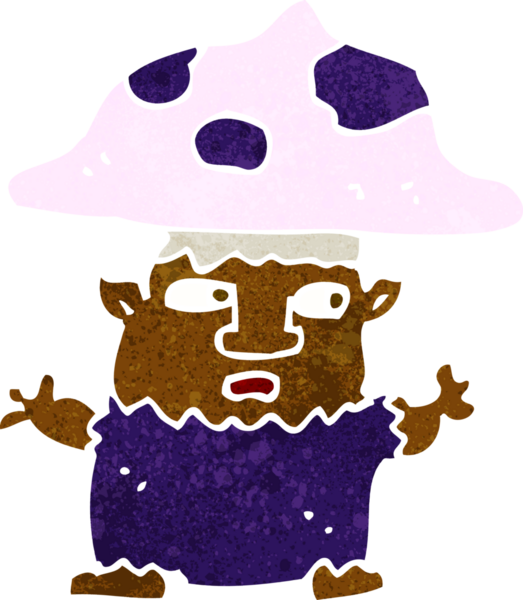 Bir insan tarafından çizilmiş küçük mantar adam.