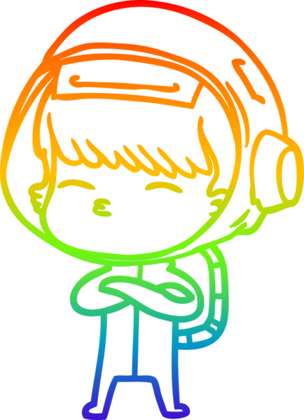 gökkuşağı gradyan çizimi bir insan tarafından çizilmiş meraklı astronot çizgi