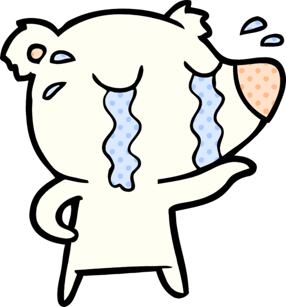 Bir insan tarafından çizilmiş ağlayan kutup ayısı çizgi filmi