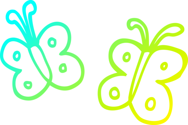 Bir insan tarafından çizilen kelebeğin soğuk gradyan çizgisi.