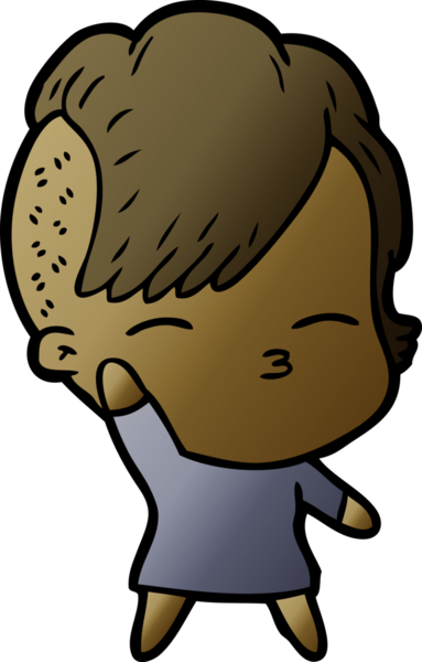 Bir insan tarafından çizilmiş şaşı çizgi film kızı.