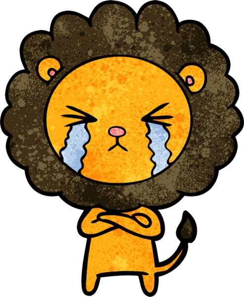 Bir insan tarafından çizilmiş ağlayan bir aslan.