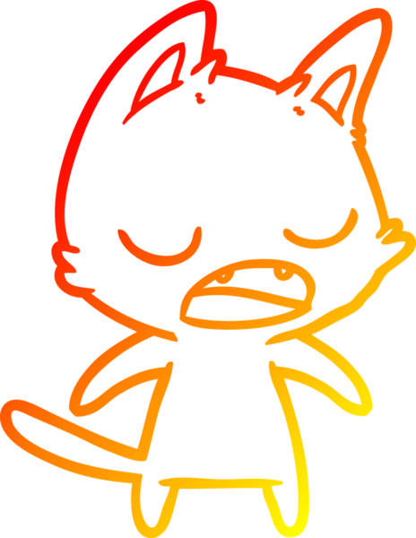 Bir insan tarafından çizilen konuşan kedi çizgi filminin sıcak gradyan çizimi