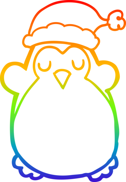 Gökkuşağı gradyan çizgisi Bir insan tarafından çizilmiş şirin bir noel pengueni