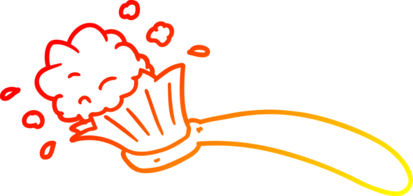 Bir insan tarafından çizilmiş bir diş fırçası ve diş macununun sıcak çizgi çizimi