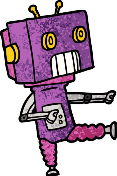 Bir insan tarafından çizilmiş çizgi film robotu