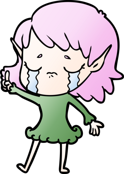 Bir insan tarafından çizilmiş ağlayan elf kızı.