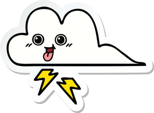 Bir insan tarafından çizilmiş şirin bir fırtına bulutunun çıkartması.