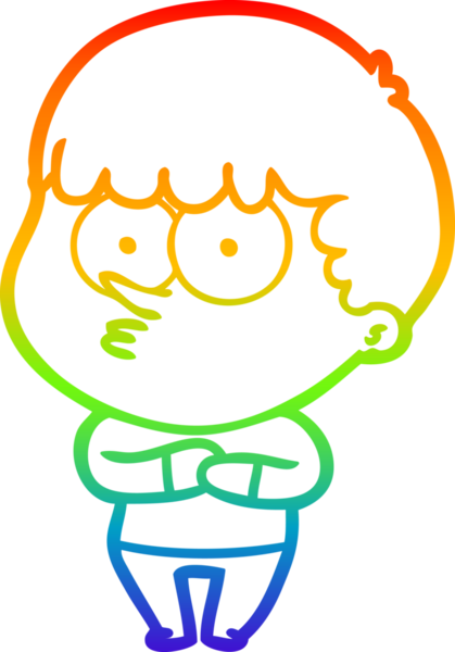 Gökkuşağı gradyanı çizimi Bir insan tarafından çizilmiş meraklı bir çocuk