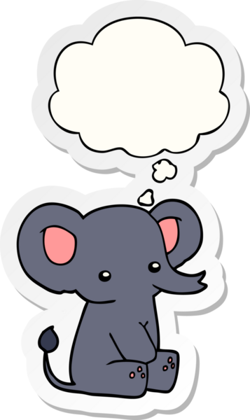 Düşünce baloncuğu insan tarafından çizilmiş bir çıkartma olan çizgi film fili.