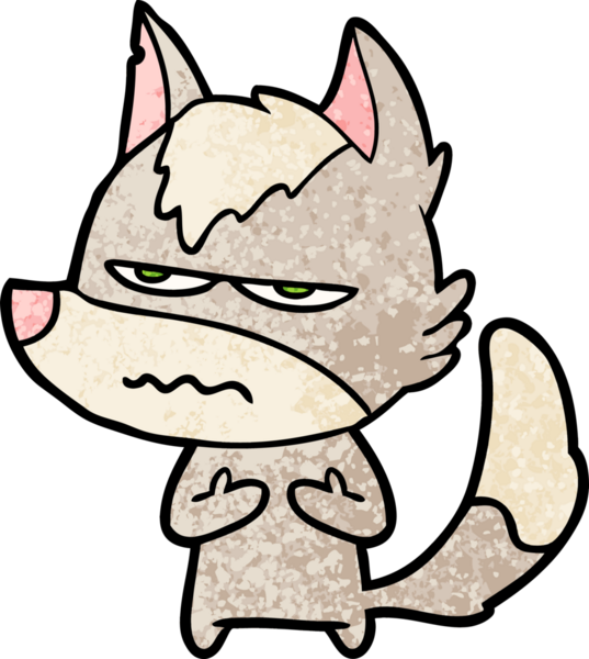 Bir insan tarafından çizilmiş rahatsız kurt çizgi filmi.